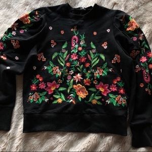 Zara embroidered flower sweatshirt floral